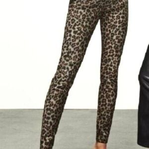 Veronica Beard Brooke Coated Leopard Print Mid Rise Jeans Sz 28/6